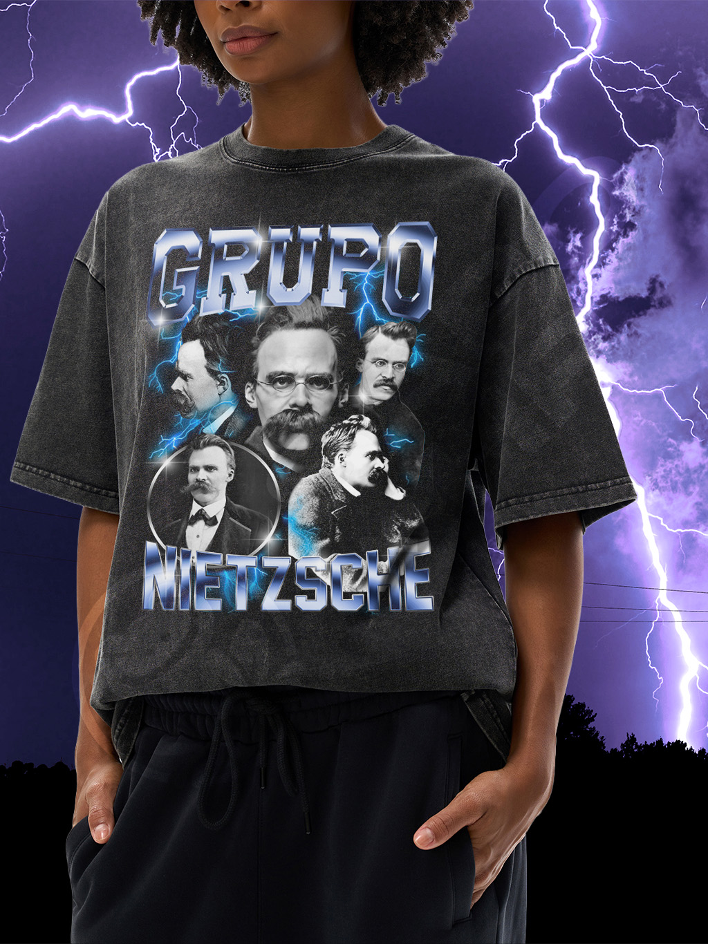 SNOW WASHED Grupo Nietzsche Oversized Cotton T-Shirt - Image 6