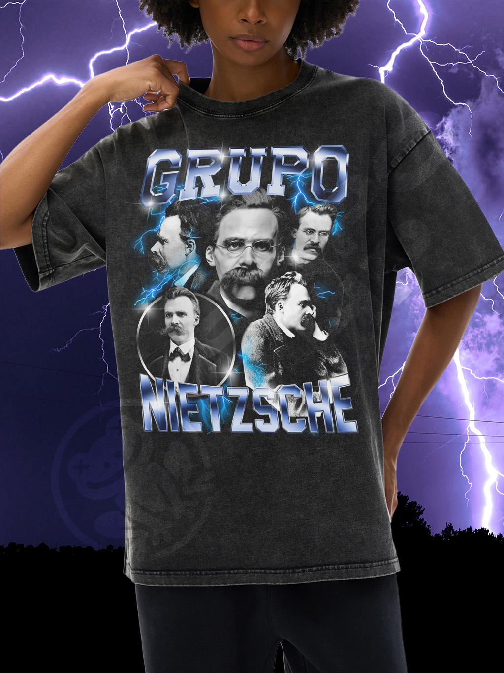 SNOW WASHED Grupo Nietzsche Oversized Cotton T-Shirt - Image 5